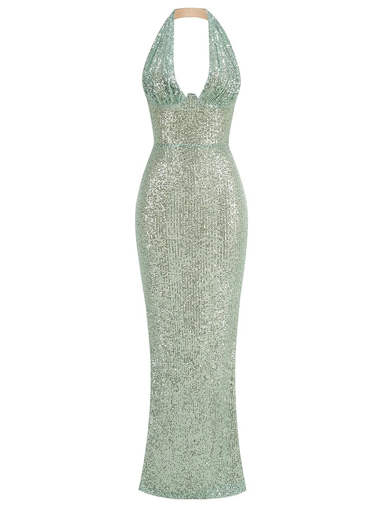 Sexy Halter Deep V Neck Dress