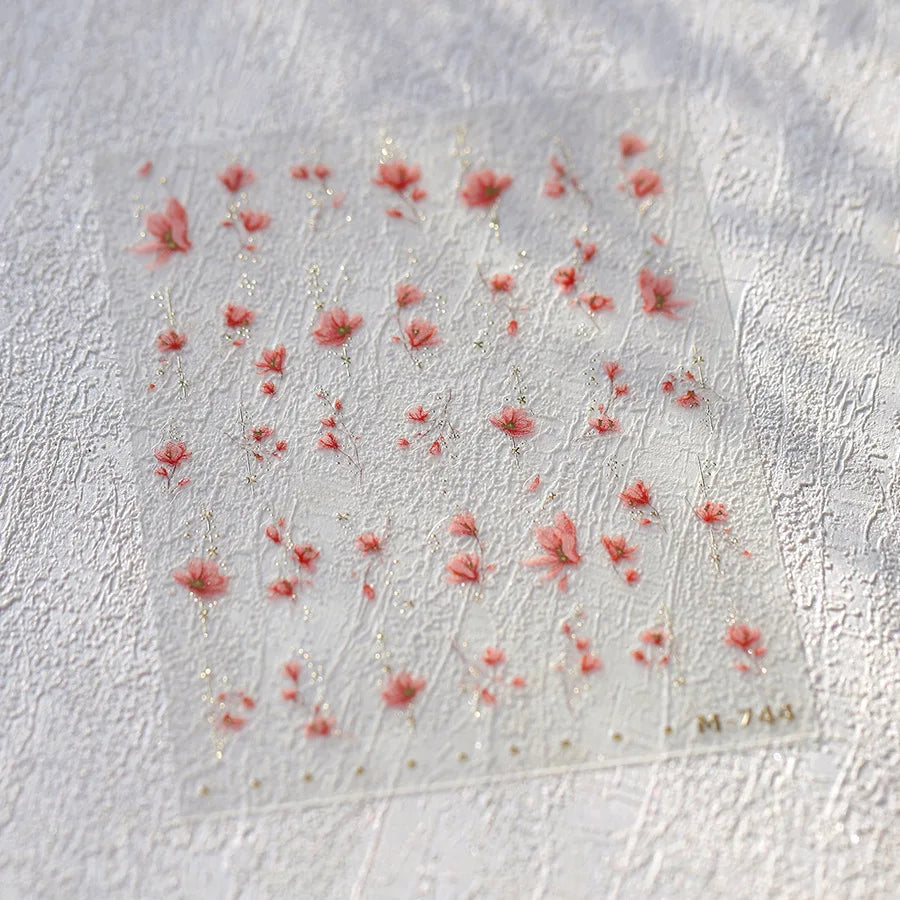 5D Butterfly Blooming Flowers Nail Art Stickers