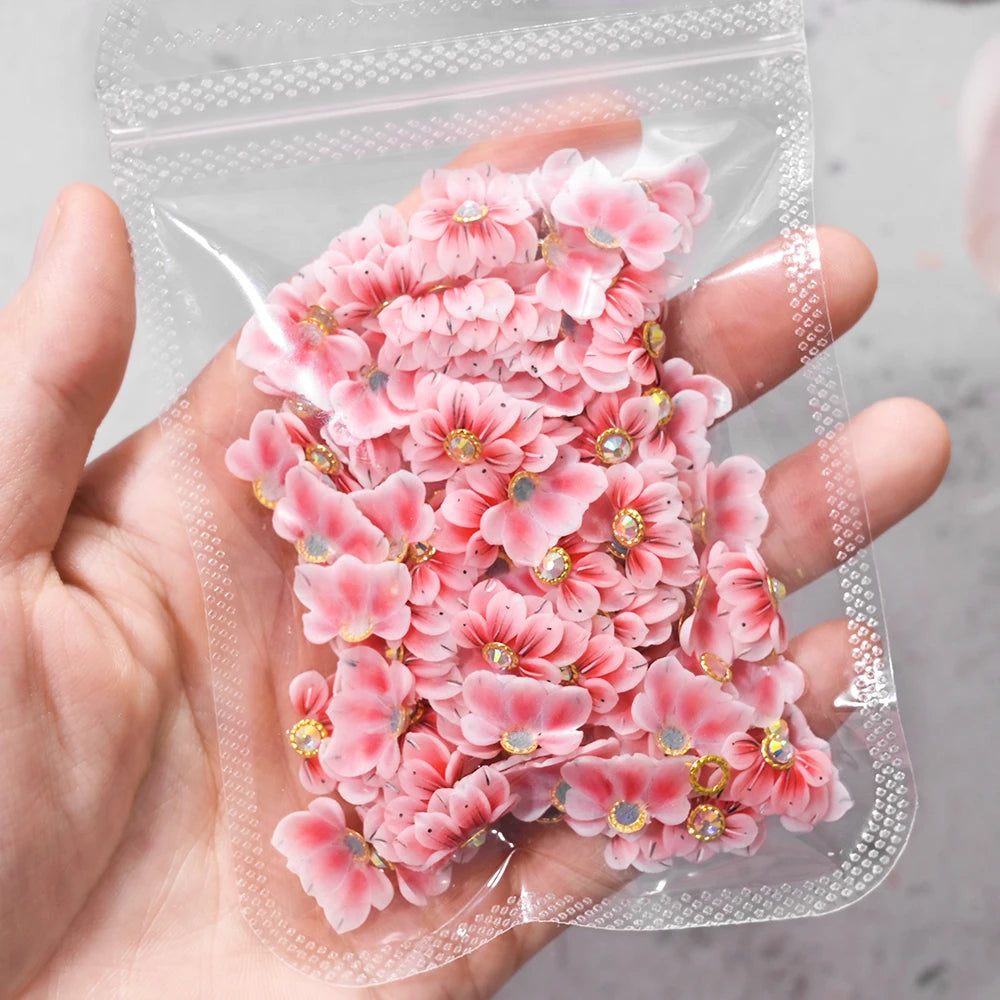 10/30PCS 3D Handmade Acrylic Carved Flower