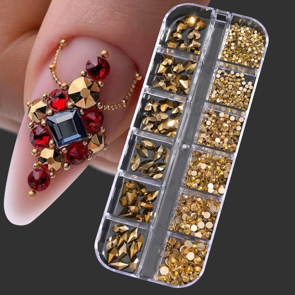 12Grid Mixed Nail Rhinestones Flat-back