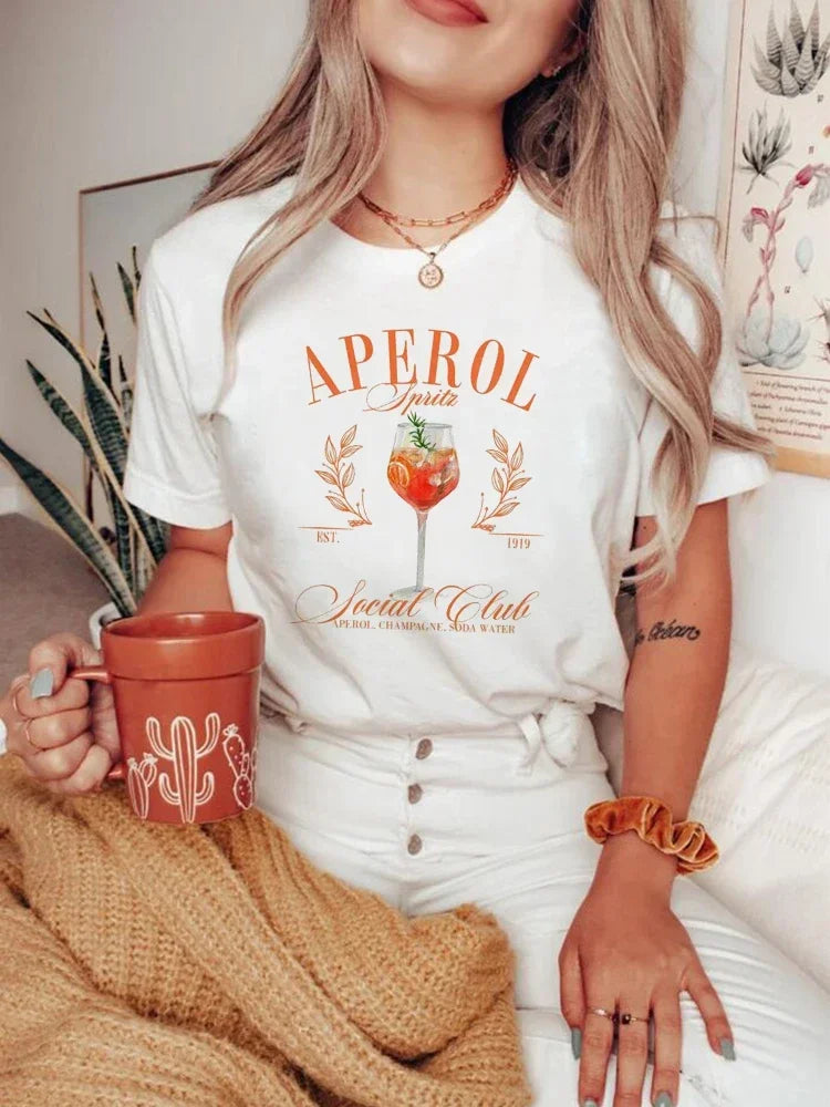 Aperol Print Pattern Social Club Basic T
