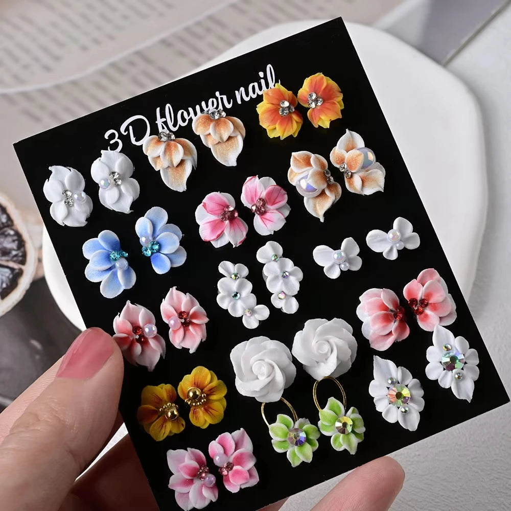 10/30PCS 3D Handmade Acrylic Carved Flower