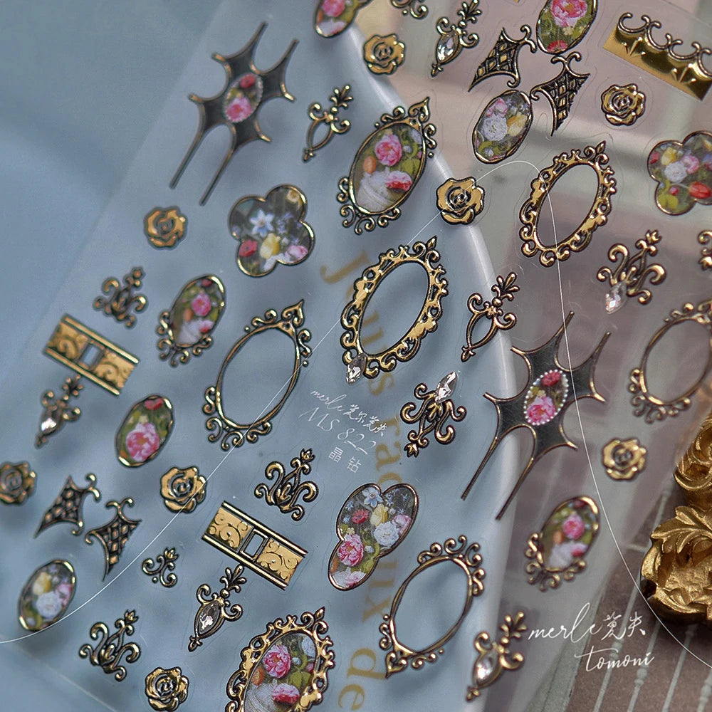 Vintage Clocks 5D Nail Art Stickers Abstract Prints