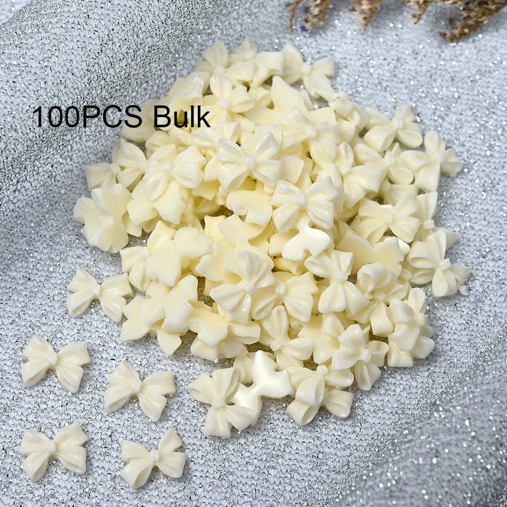 50/100pcs Kawaii Bow Nail Charm 3D