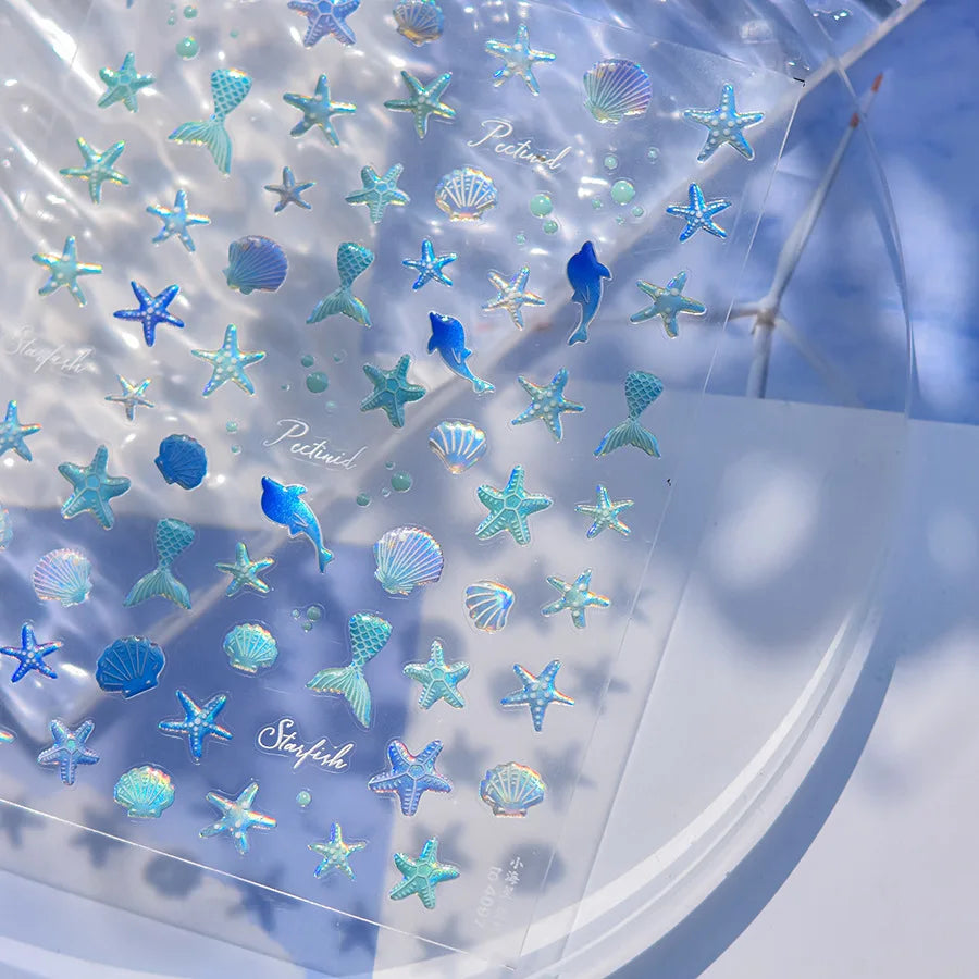 Goldfish Cavort Water 5D Nail Art Stickers Manicure Decal