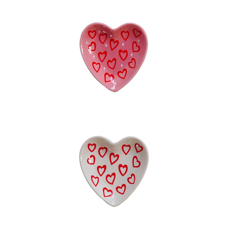 2Pcs Original Design Heart Ceramic Plate