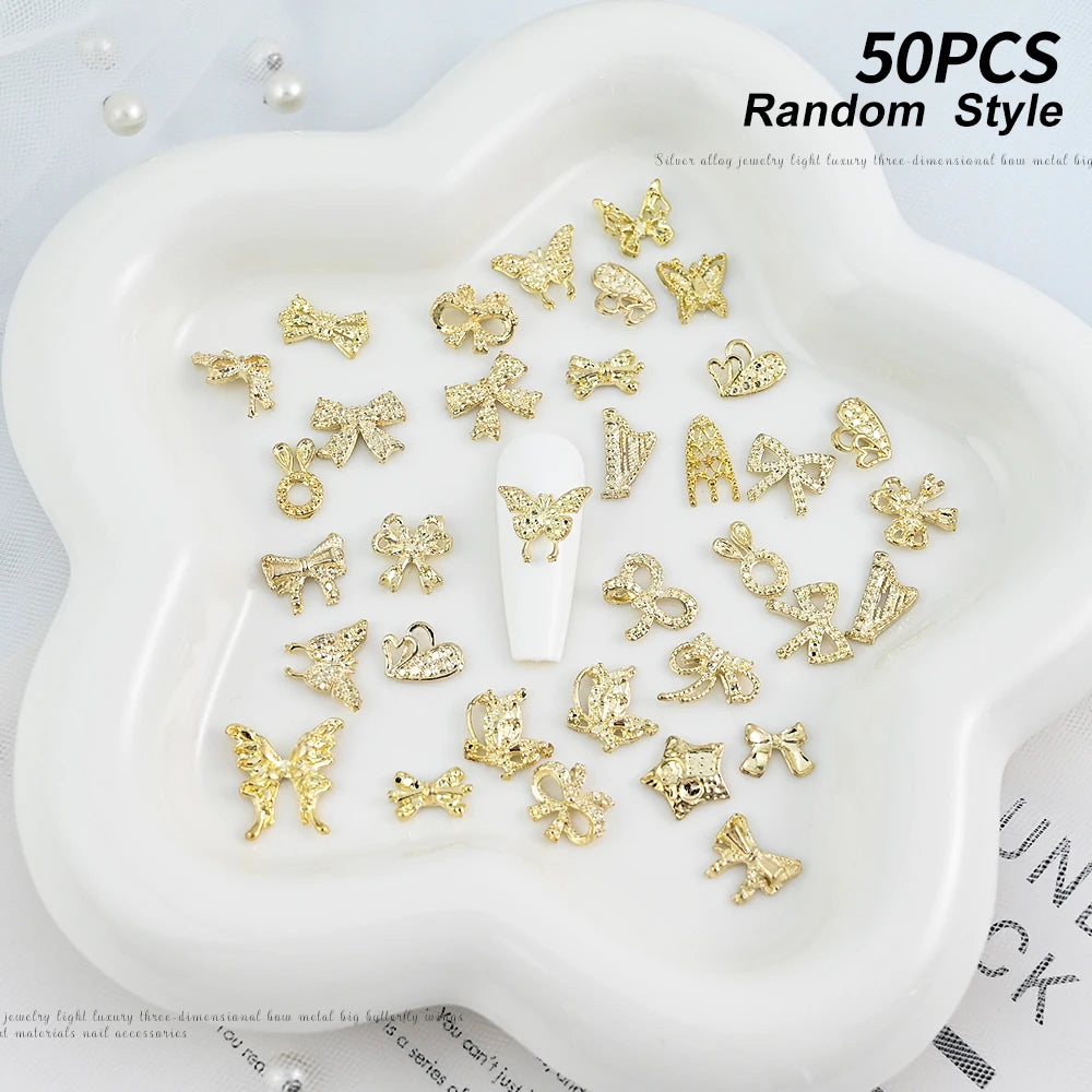 50Pcs Random Mix luxury nail charm