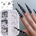 6Grids 3D Black Silver Punk Nail Studs