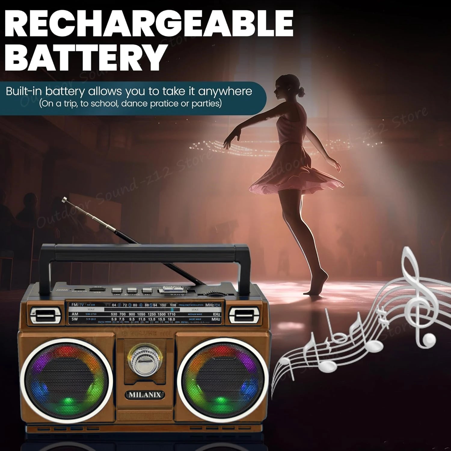 Transistor Radio Rechargeable Battery-Operated
