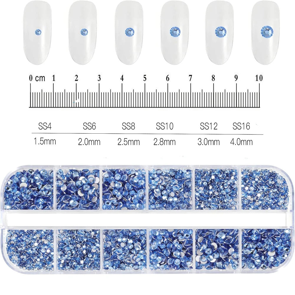 12Grid Mixed Nail Rhinestones Flat-back