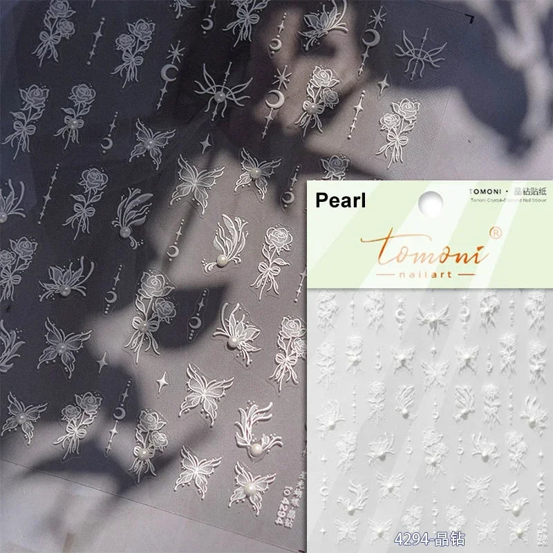 5D Butterfly Blooming Flowers Nail Art Stickers