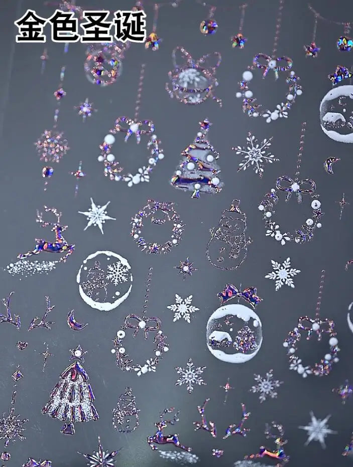 5D Embossed Gold Christmas Nail Stickers