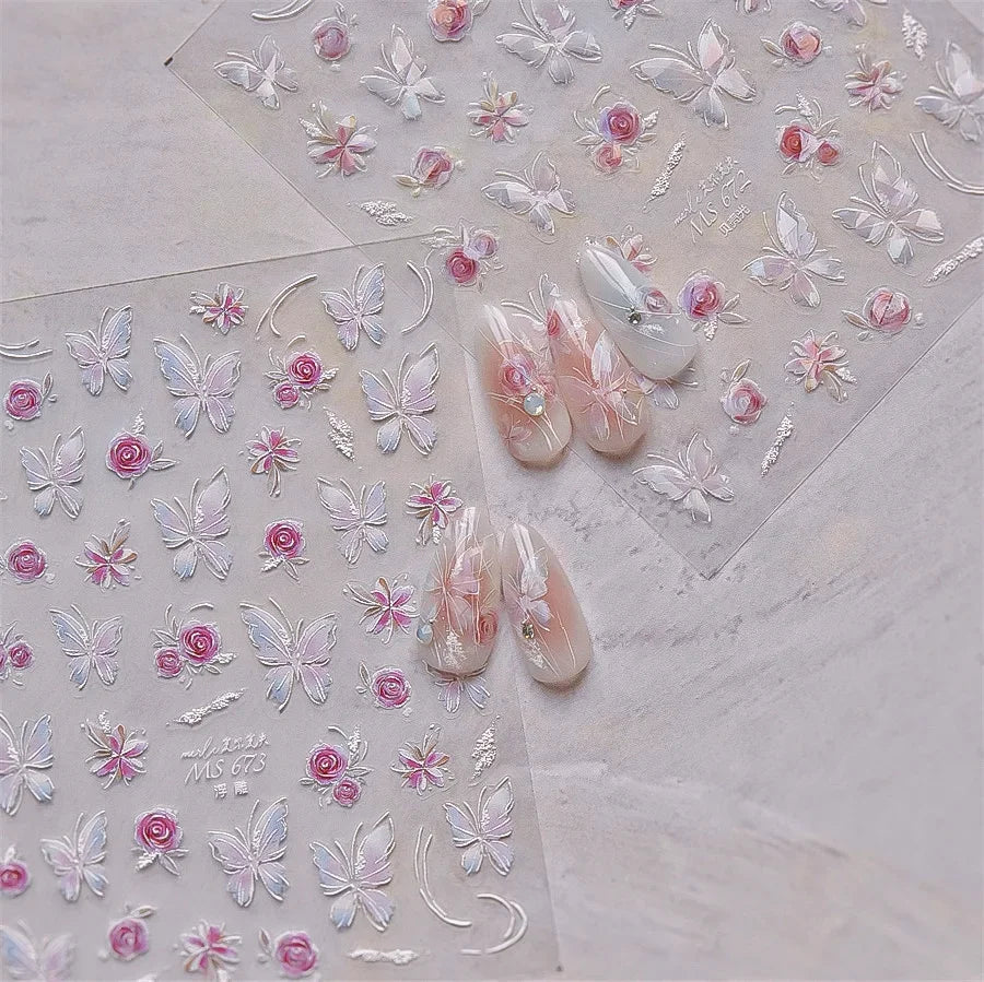 Jelly Butterfly Rhinestone Crystal 5D Nail Art Sticker