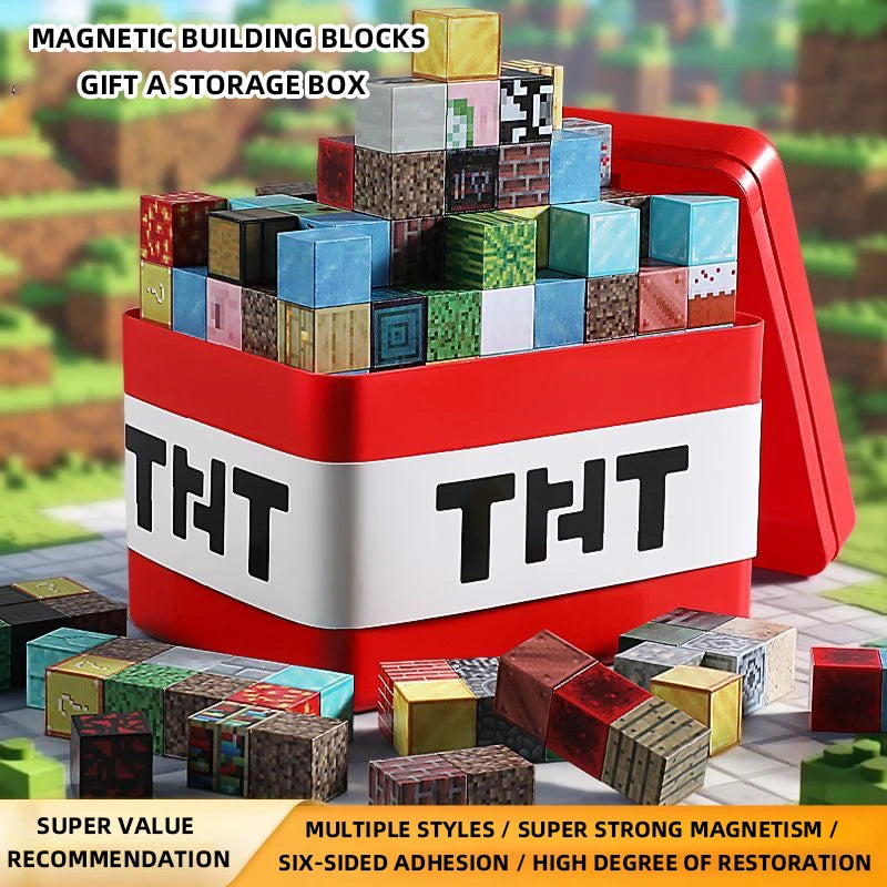 Magnetic building blocks toy storage box set