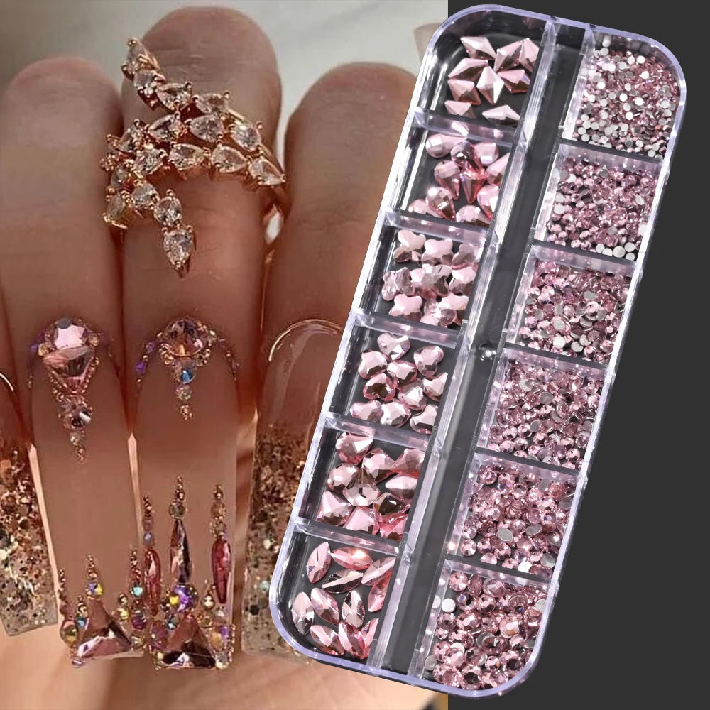 12Grid Mixed Nail Rhinestones Flat-back