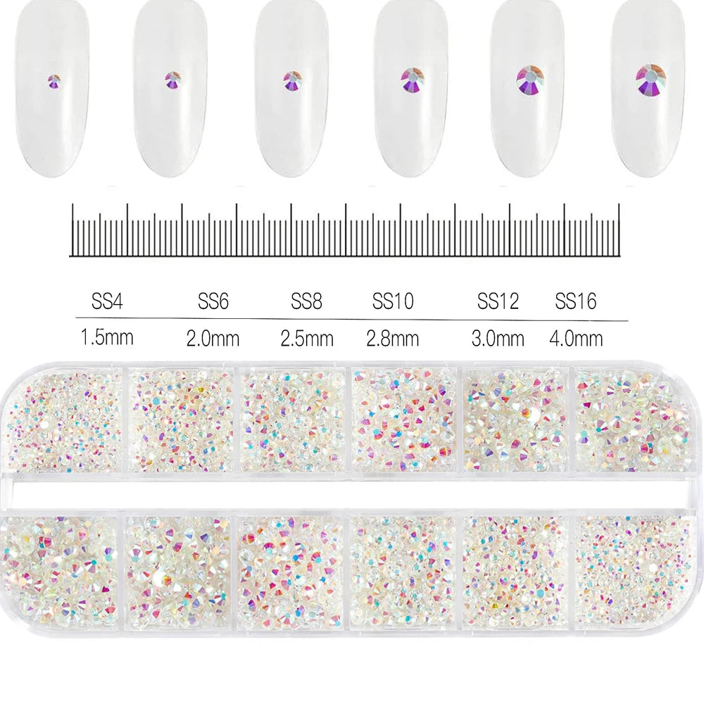 12Grid Mixed Nail Rhinestones Flat-back