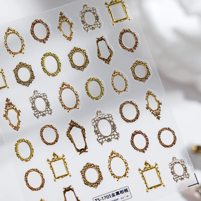 5D metallic gloss retro nail stickers