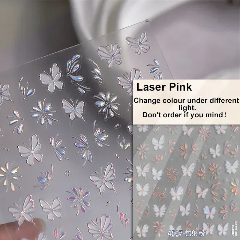 Jelly Butterfly Rhinestone Crystal 5D Nail Art Sticker