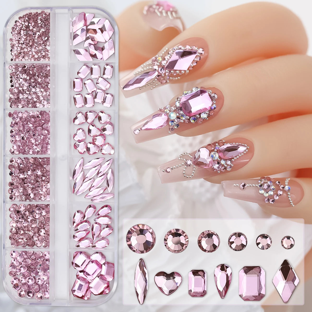 12Grid Mixed Nail Rhinestones Flat-back