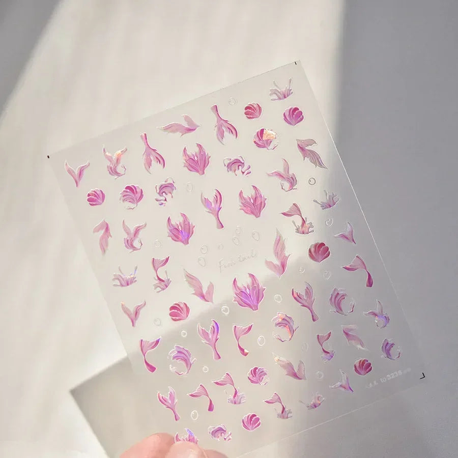 Goldfish Cavort Water 5D Nail Art Stickers Manicure Decal