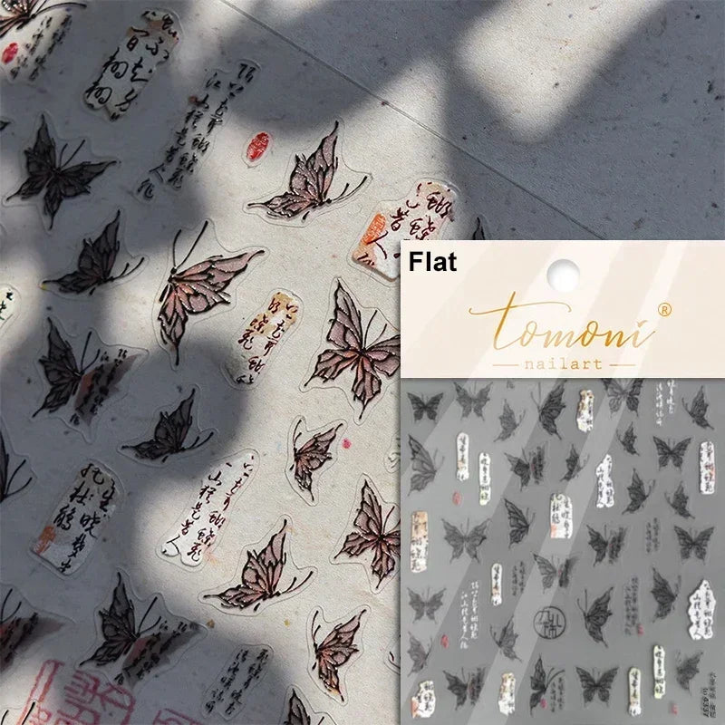 5D Butterfly Blooming Flowers Nail Art Stickers