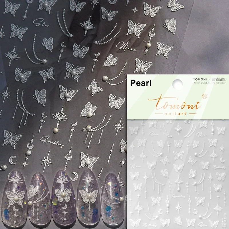 5D Butterfly Blooming Flowers Nail Art Stickers