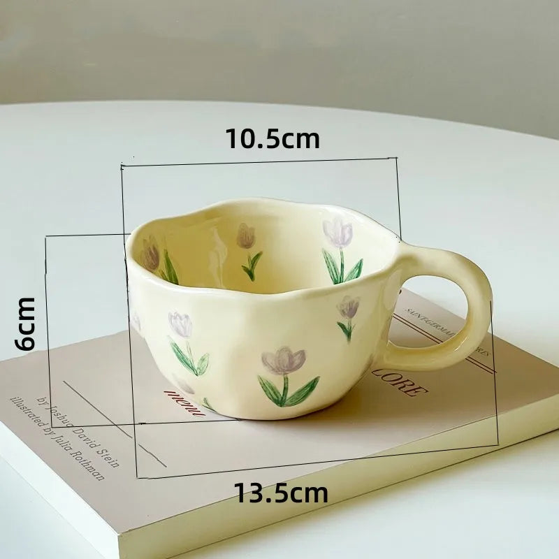 Hand Pinched Irregular Flower Ceramic Mug