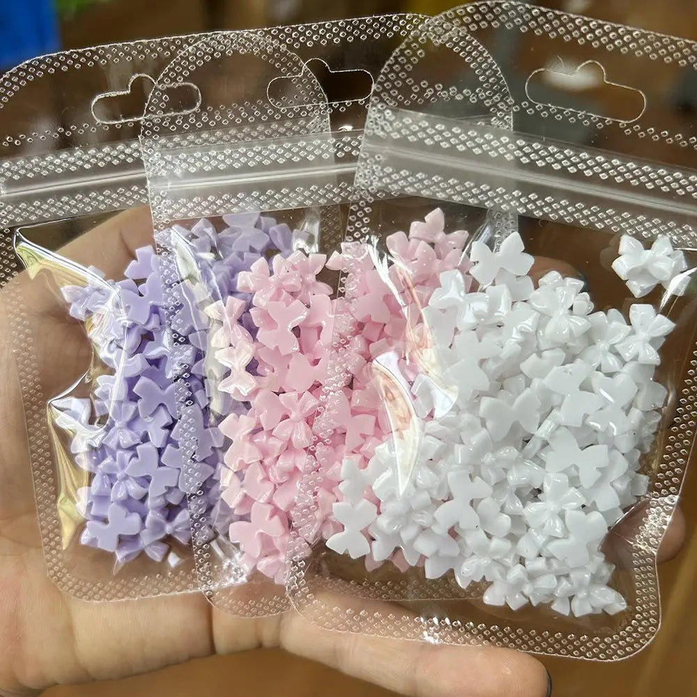 50/100pcs Kawaii Bow Nail Charm 3D