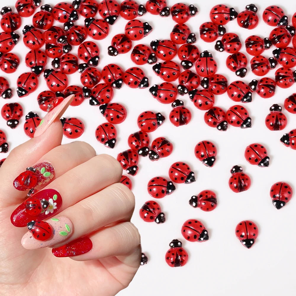 50Pcs Insect Ladybug Nail Charms