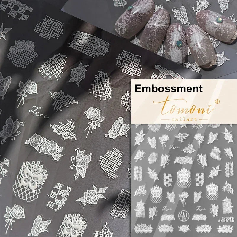 5D Butterfly Blooming Flowers Nail Art Stickers