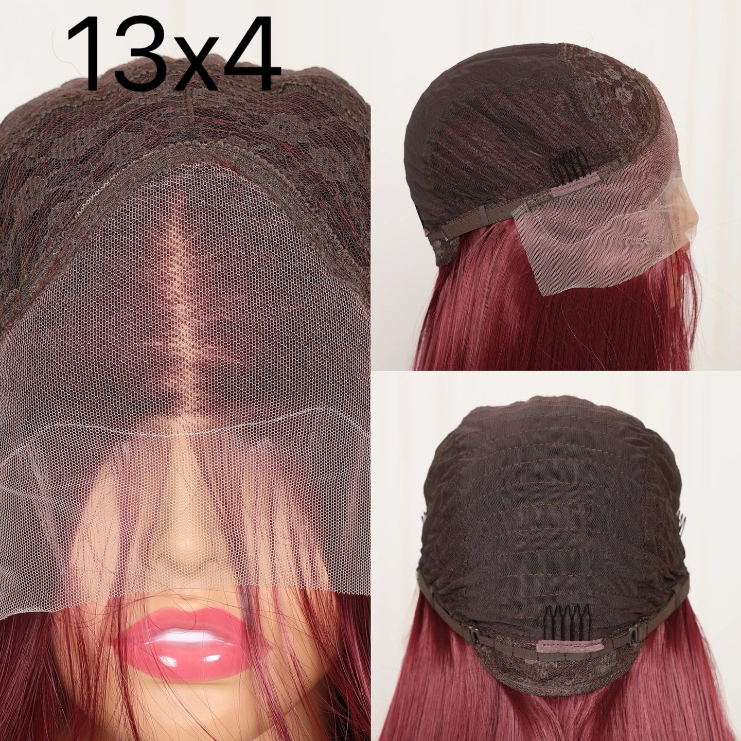 99J Red Burgundy Deep Wave 13X4 Lace Frontal Synthetic Wig