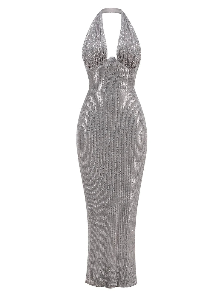 Sexy Halter Deep V Neck Dress