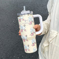 1pc 900ml Floral Print Stainless Steel Vacuum Insulated Tumbler