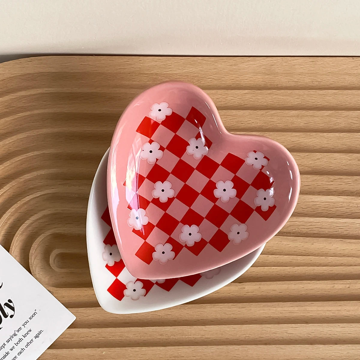 2Pcs Original Design Heart Ceramic Plate