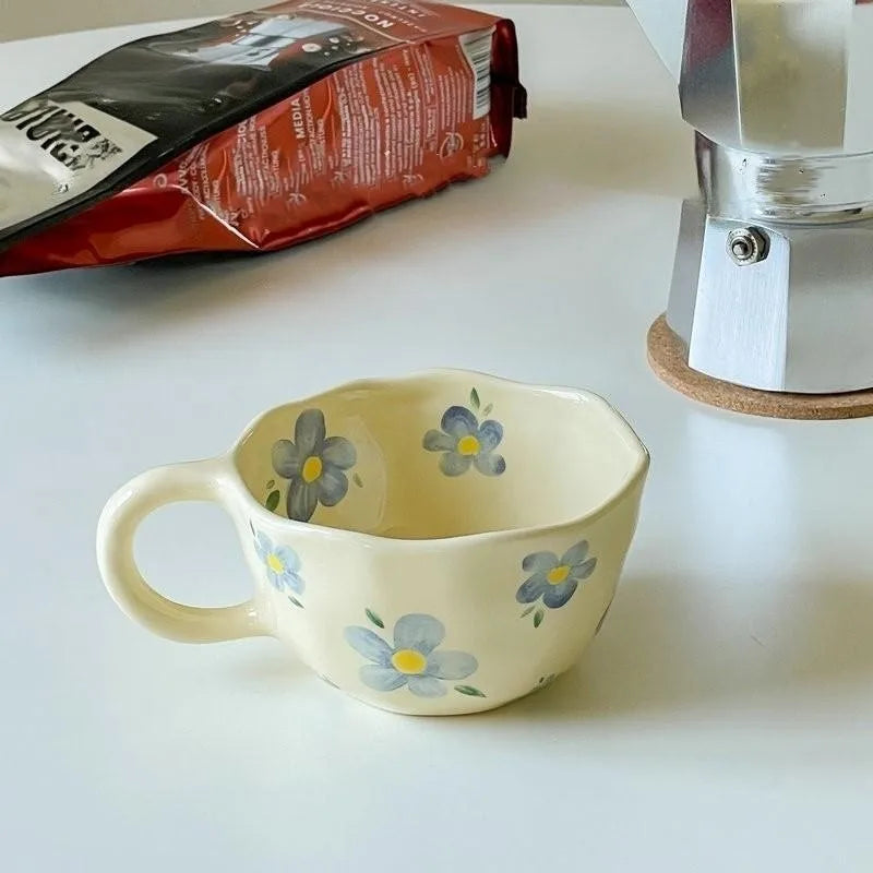 Hand Pinched Irregular Flower Ceramic Mug