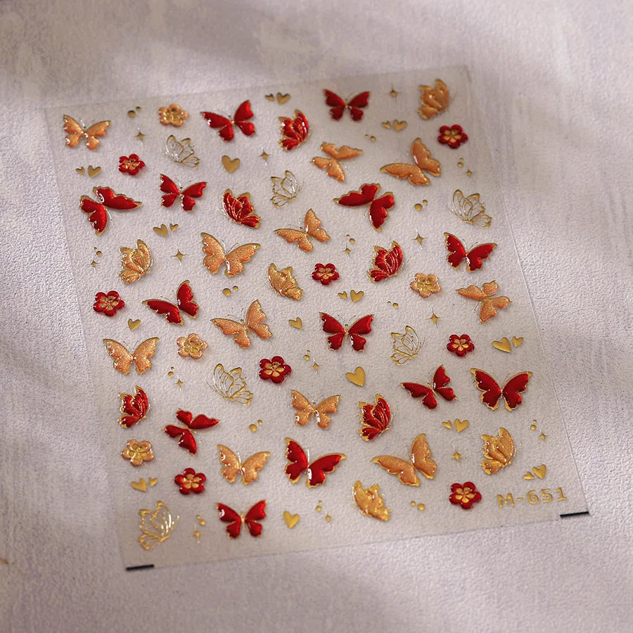 5D Butterfly Blooming Flowers Nail Art Stickers