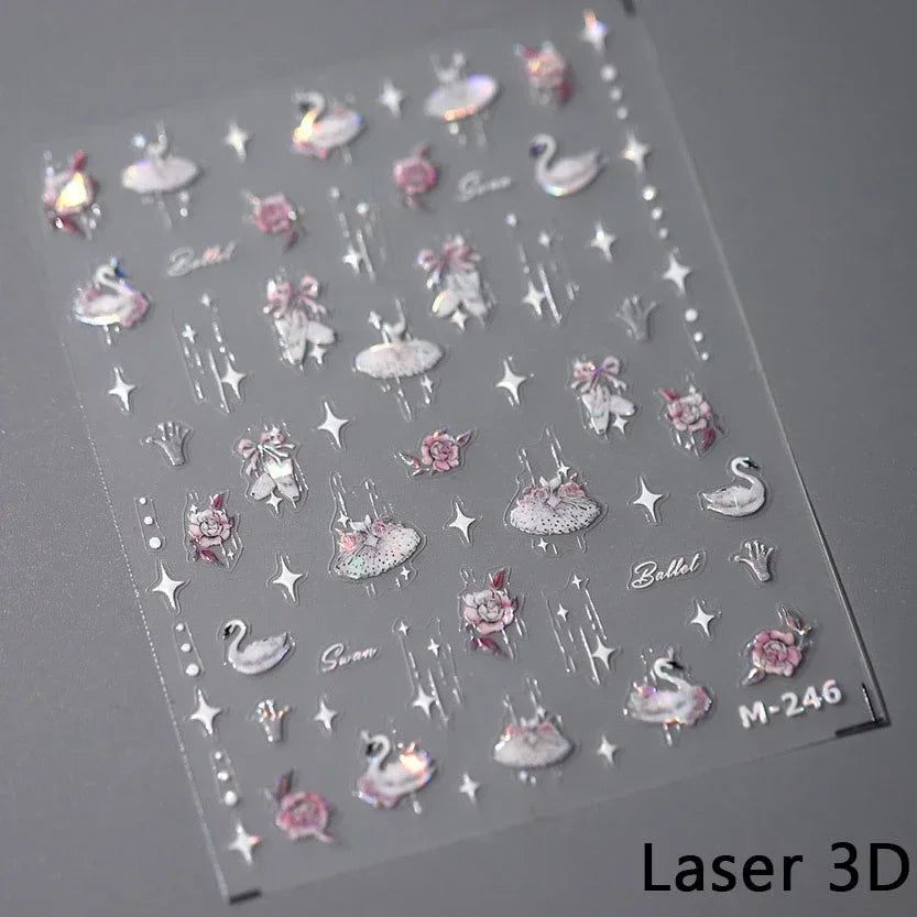 5D Butterfly Blooming Flowers Nail Art Stickers