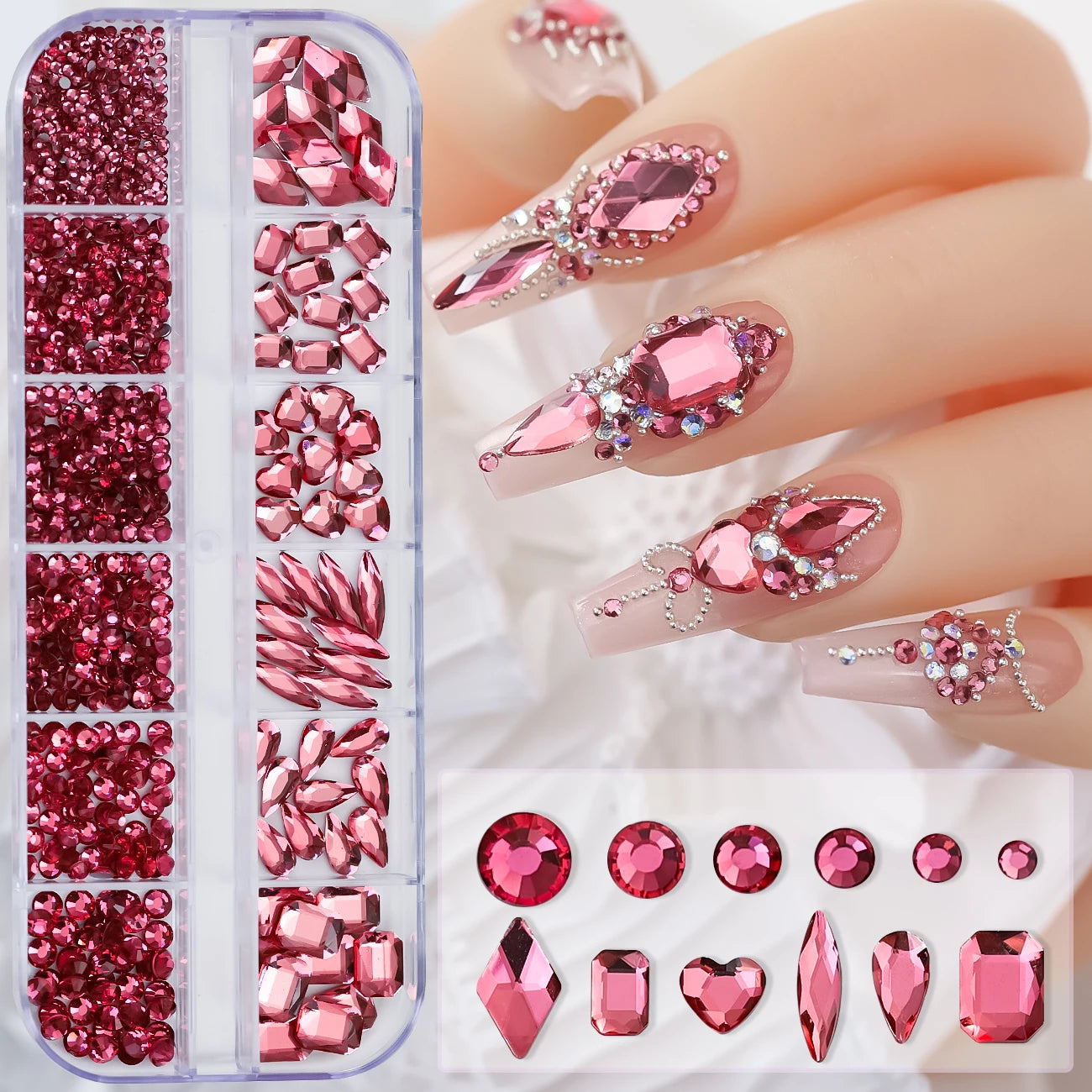 12Grid Mixed Nail Rhinestones Flat-back
