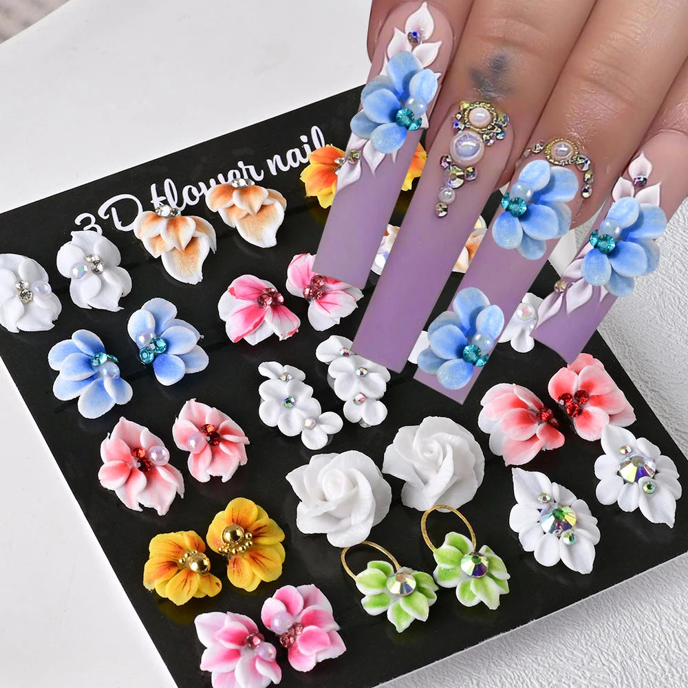 10/30PCS 3D Handmade Acrylic Carved Flower