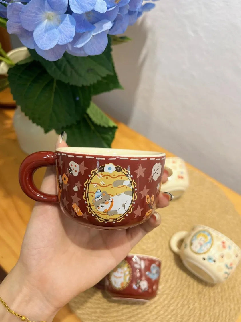 Vintage Ceramic Cat Coffee Cup