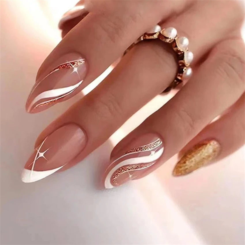 24P/Set Medium-length Almond Press on Nails