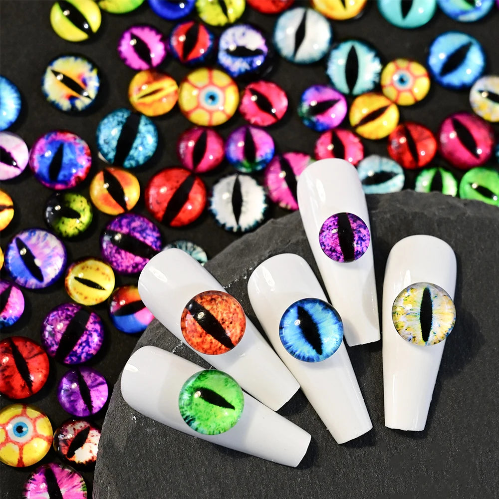 20/50Pcs 3D Crystal Animal Eye Beads Nail Charms 6/8/10mm