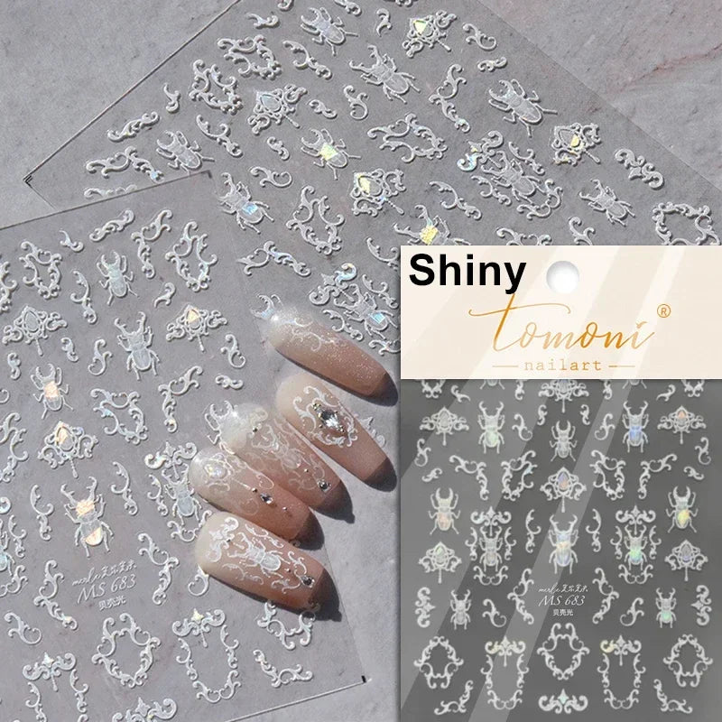 5D Butterfly Blooming Flowers Nail Art Stickers