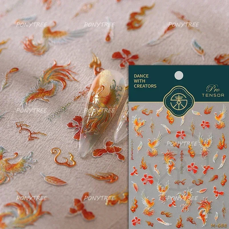 5D Butterfly Blooming Flowers Nail Art Stickers