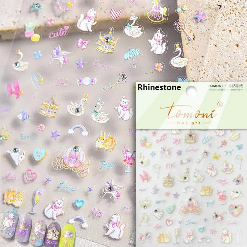5D Butterfly Blooming Flowers Nail Art Stickers