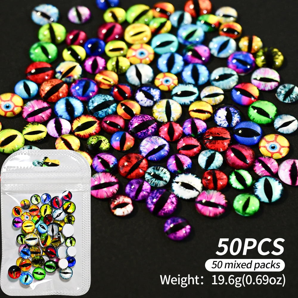 20/50Pcs 3D Crystal Animal Eye Beads Nail Charms 6/8/10mm