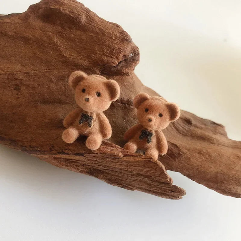 Vintage Black Flocking Bowknot Stud Earrings