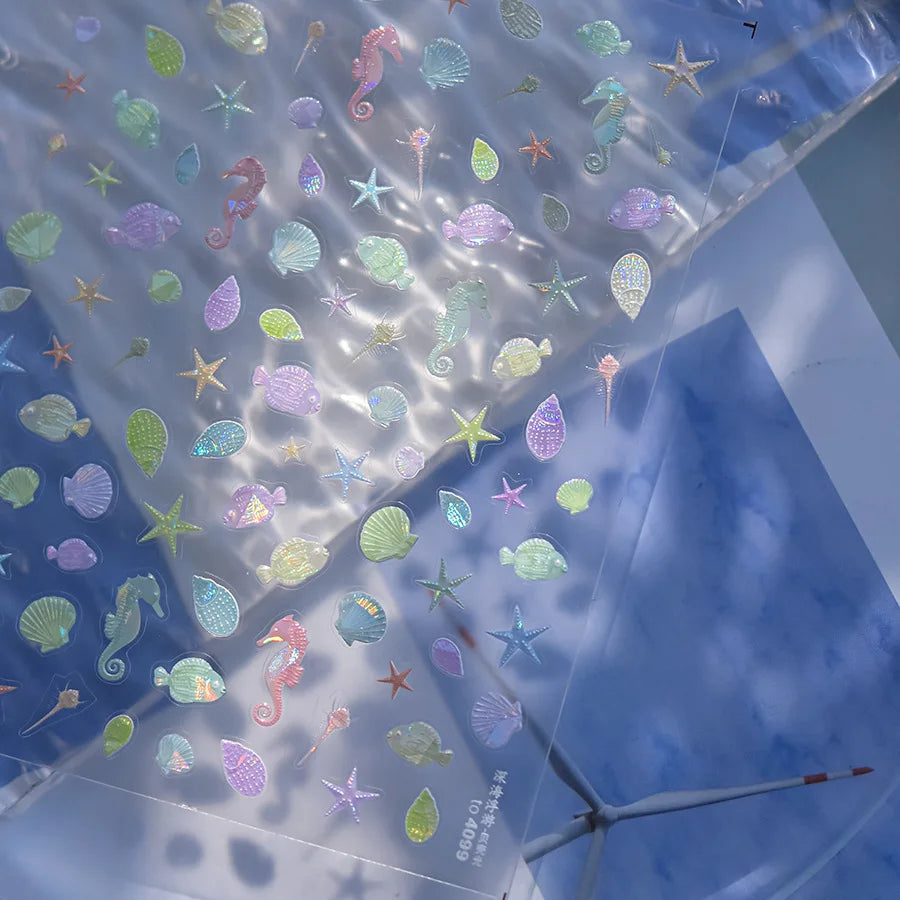 Goldfish Cavort Water 5D Nail Art Stickers Manicure Decal