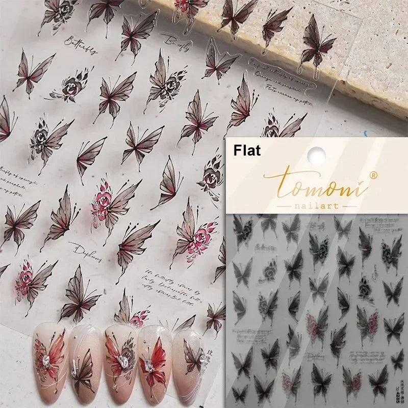 Jelly Butterfly Rhinestone Crystal 5D Nail Art Sticker