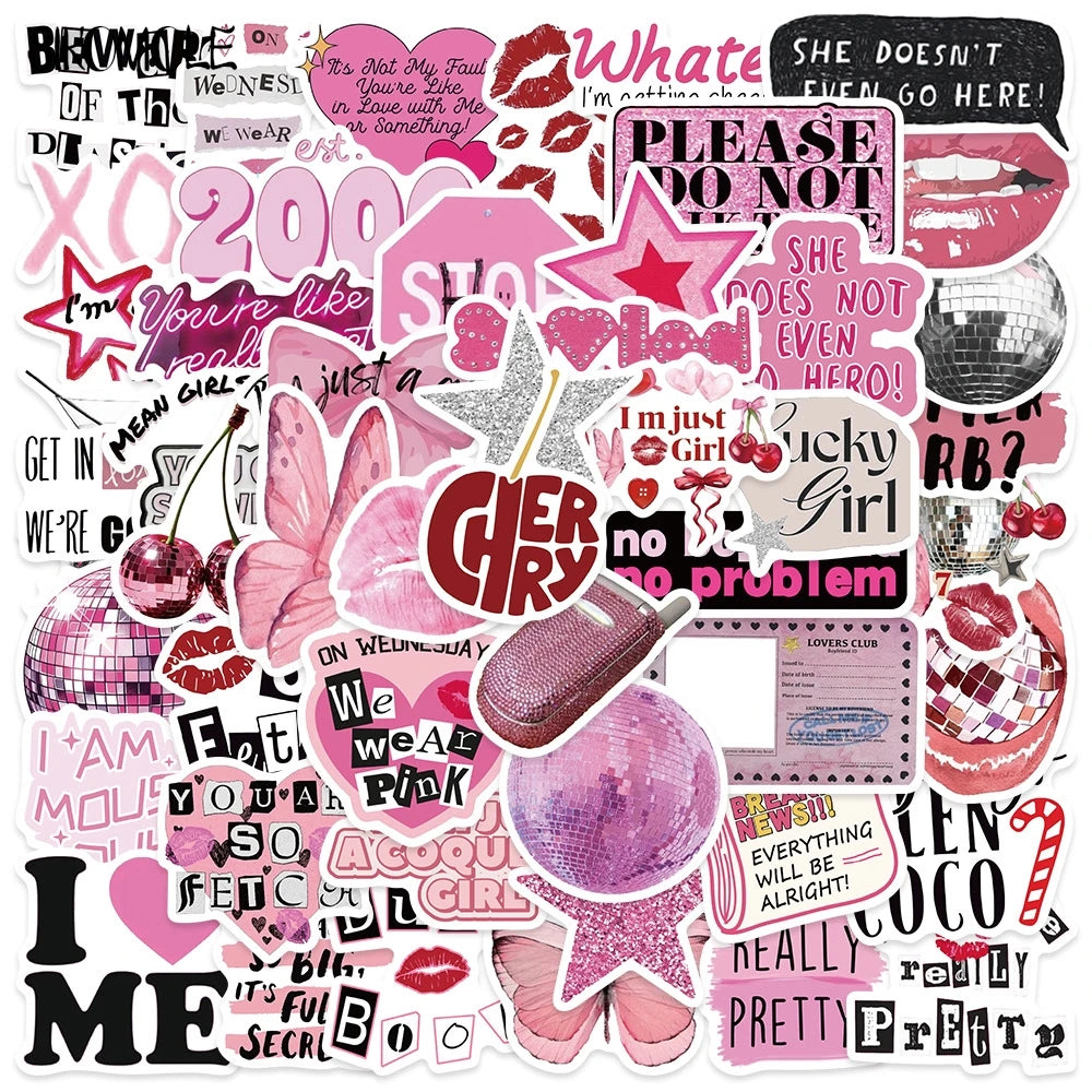 10/30/50pcs Pink Graffiti Stickers